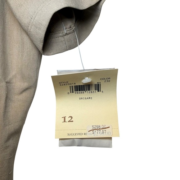 Vintage Dana Buchman 100% Silk Shantung Maxi Dress Beige Origami Size 12 NWT - Picture 12 of 13